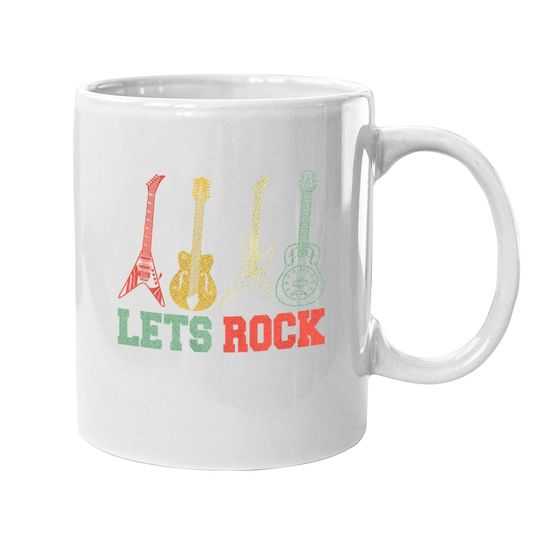 Lets Rock Rock N Roll Guitar Retro Coffee Mug