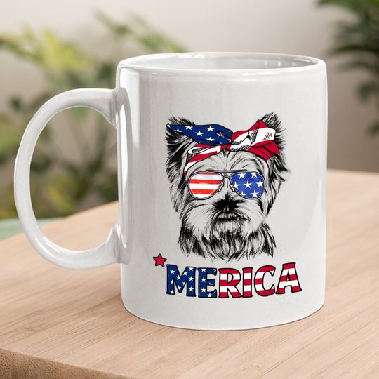 American Flag Yorkshire Terrier Yorkie Mom Coffee Mug