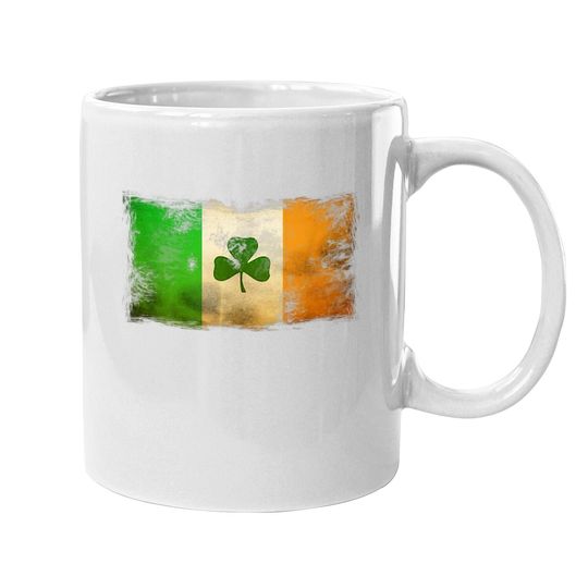 Distressed Ireland Flag Shamrock Vintage Irish Flags Coffee Mug