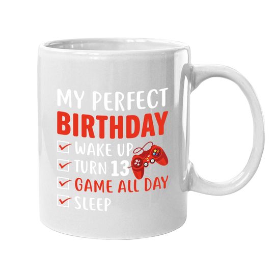 13th Perfect Birthday Gaming 13 Years Old Gamer Coffee Mug