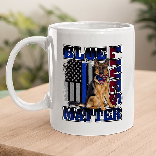 Police Officer K9 Dog Coffee Mug Blue Lives Matter Blue Line Flag Coffee Mug