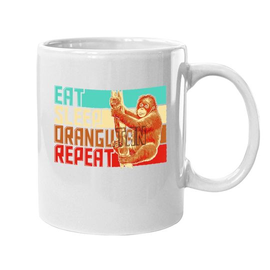 Vintage Eat Sleep Repeat Orangutan Coffee Mug
