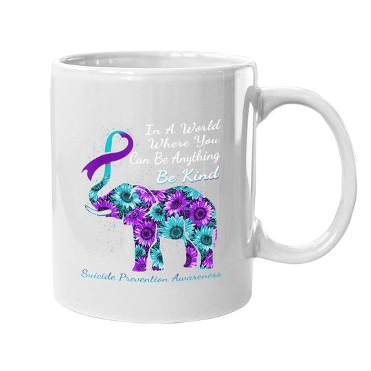 Suicide Prevention Awareness Sunflower Elephant Be Kind Coffee Mug