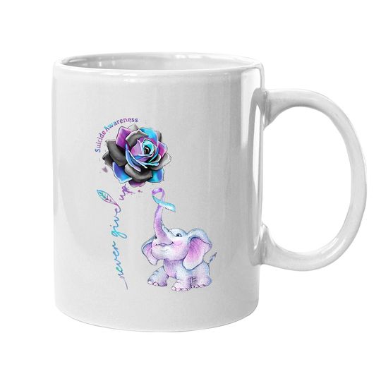 Suicide Prevention Awareness Flower Elephant Ribbon Gift Coffee Mug