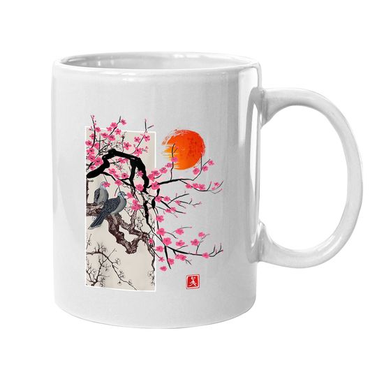 Vintage Sakura Blossom Japanese Cherry Scenery Gift Mug Coffee Mug