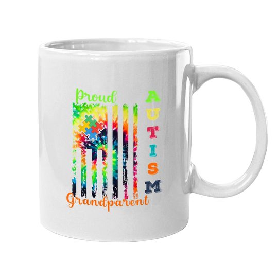 Proud Autism Grandparent Tie-dye Awareness Warrior Coffee Mug