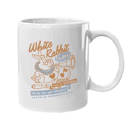 Alice In Wonderland White Rabbit Outlined Text Poster Coffee Mug