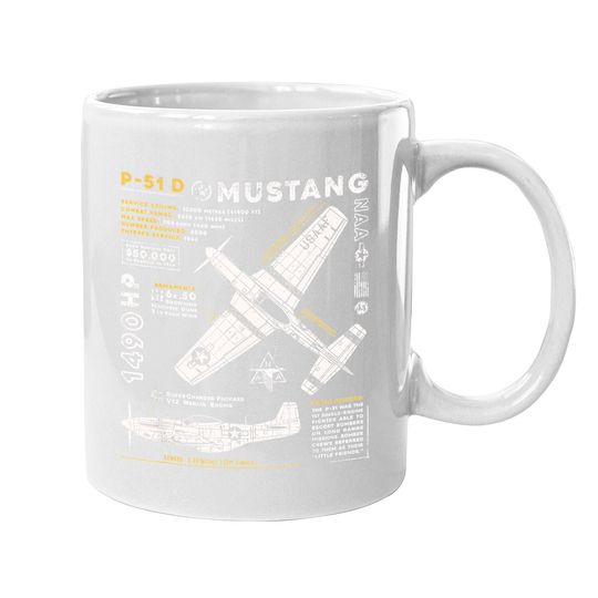 P-51 Mustang North American Aviation Vintage Fighter Planet Coffee Mug