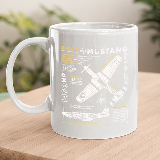 P-51 Mustang North American Aviation Vintage Fighter Planet Coffee Mug
