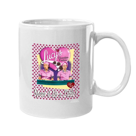 I Love Lucy Coffee Mug Chocolate Factory Speed It Up Pink Mug