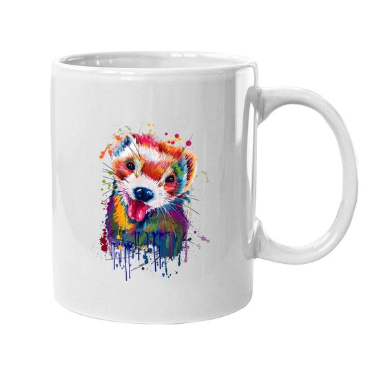 Ferret Face Graphics Hand Drawn Splash Art Pet Lover Coffee Mug