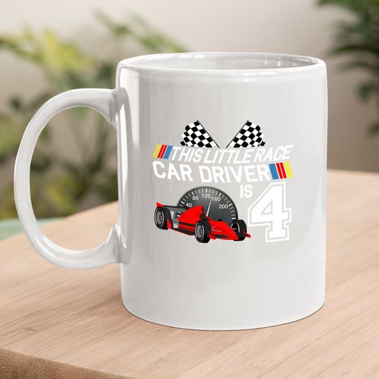 4 Year Old Race Car Birthday Coffee Mug 4th Racing Party Coffee Mug