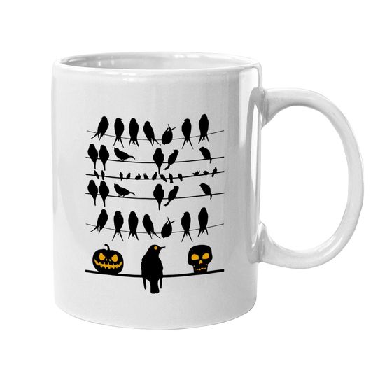 Birds Pumpkin Skullcap Halloweem Costume Coffee Mug