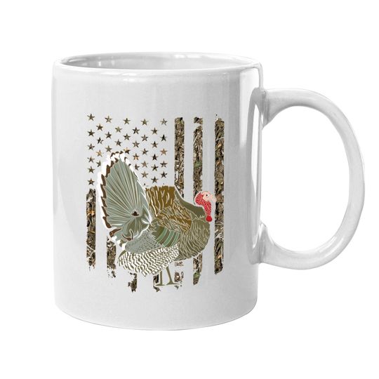 Turkey Hunting American Flag Bird Hunter Tree Camouflage Coffee Mug