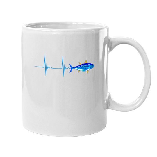 Bluefin Tuna Heartbeat Ekg Pulseline Deep Sea Fishing Coffee Mug