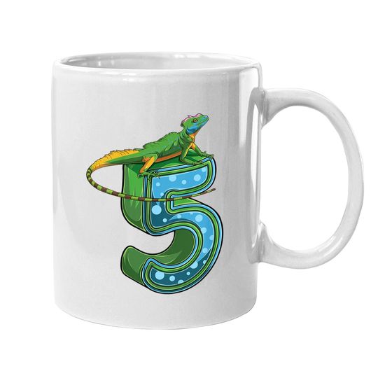 5 Year Old Lizard Reptile 5th Birthday Party Coffee Mug