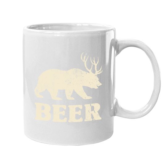 Vintage Bear Deer Funny Beer Coffee Mug