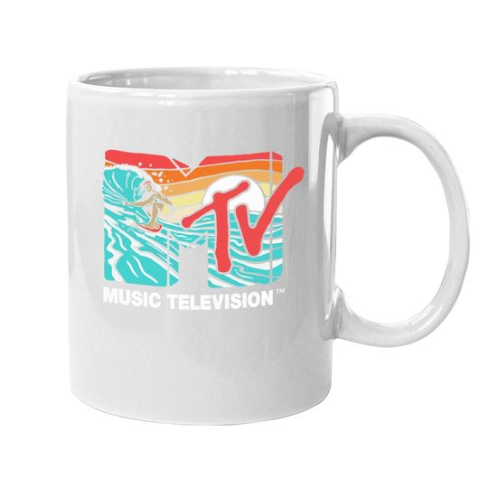 Mademark X Mtv - Mtv Catch A Wave Mtv Surfer Logo Retro Graphic Coffee Mug