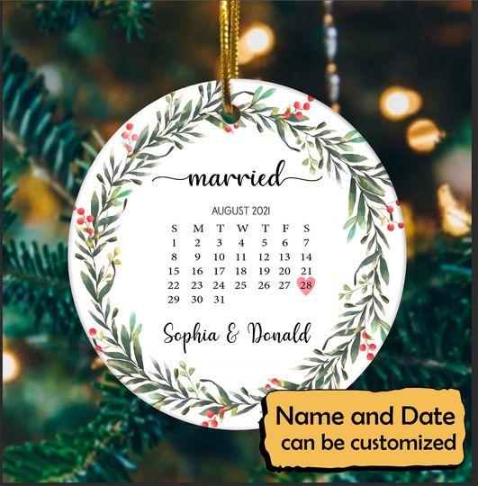 Personalized Married Ceramic Circle Custom Ornament