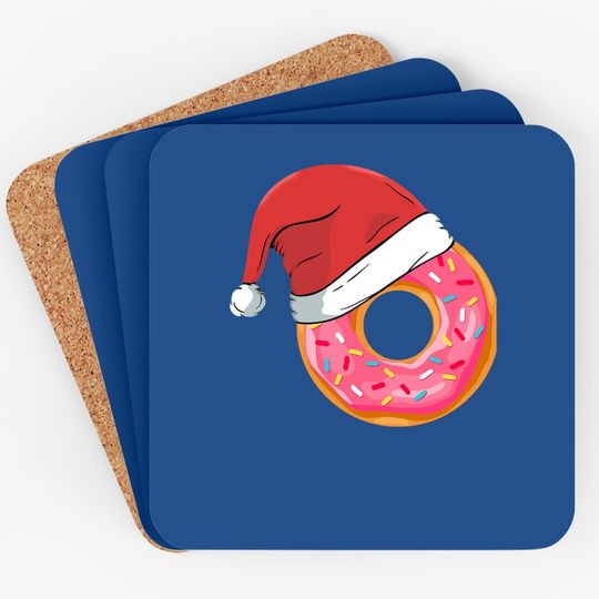 Funny Donuts Santa Claus Christmas Holiday Coasters