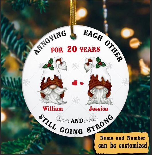 Annoying Each Other Christmas Gift For Married Couples Ceramic Circle Custom Ornament