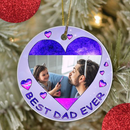 Best Dad Ever Personalized Ceramic Circle Ornament