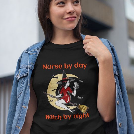 Nurse By Day Witch By Night Halloween Shirt