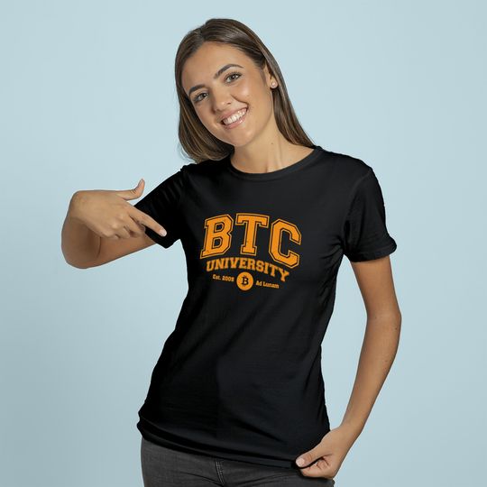 BTC University To The Moon, Funny Distressed Bitcoin College Hoodie