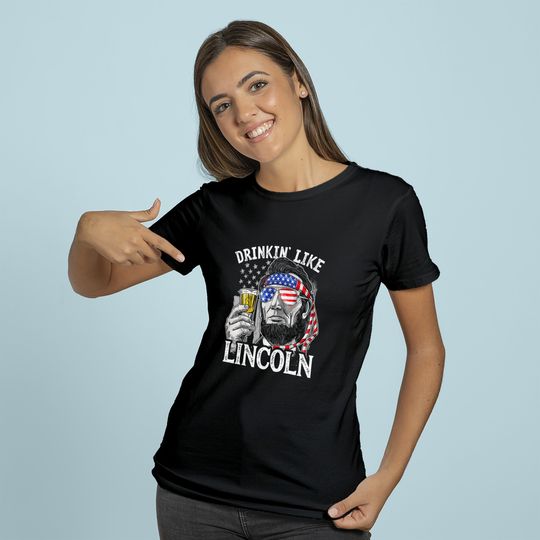 4th of July Hoodie for Men Drinking Like Lincoln Abraham Tee Hoodie