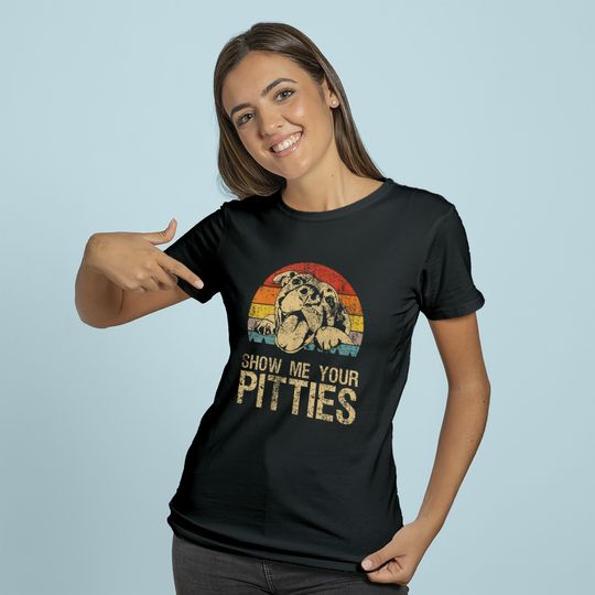Show Me Your Pitties Funny Pitbull Dog Lovers Retro Vintage Hoodie