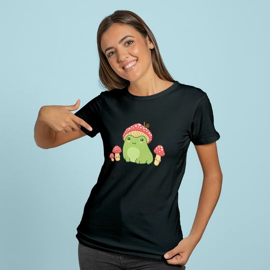Frog with Mushroom Hat & Snail - Cottagecore Aesthetic Hoodie