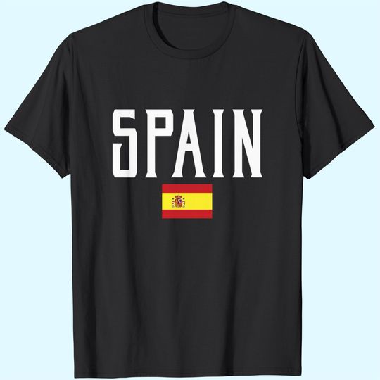 Spain Flag Vintage White Text T-Shirt