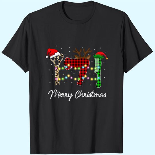 Merry Christmas Hairstylist Red Plaid T-Shirts