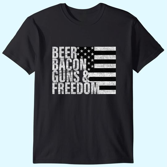 Cigars Bourbon Guns & Freedom T-shirt Flag Tee