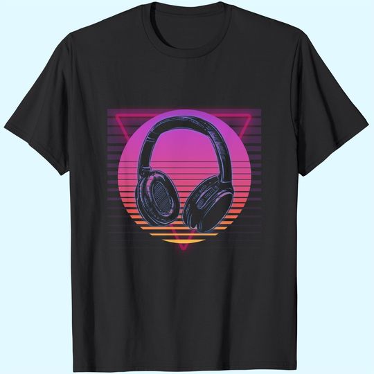 Music Headphones DJ Rap Hip Hop Retro Vaporwave 80s 90s T-Shirt