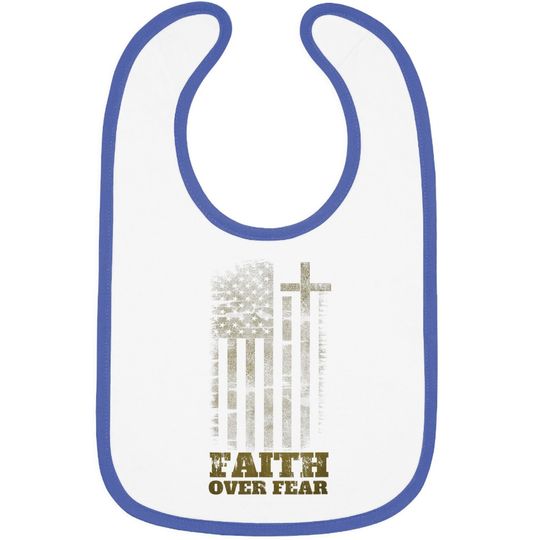Faith Over Fears Christian Cross American Usa Flag Gym Baby Bib