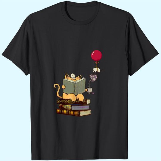 Kittens, Cats, tea,books and balloon gift t shirt