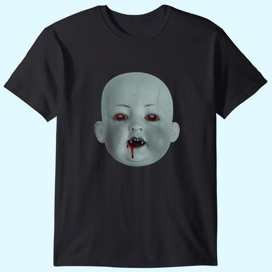 Halloween Spooky Bloody Doll Head Vampire T Shirt