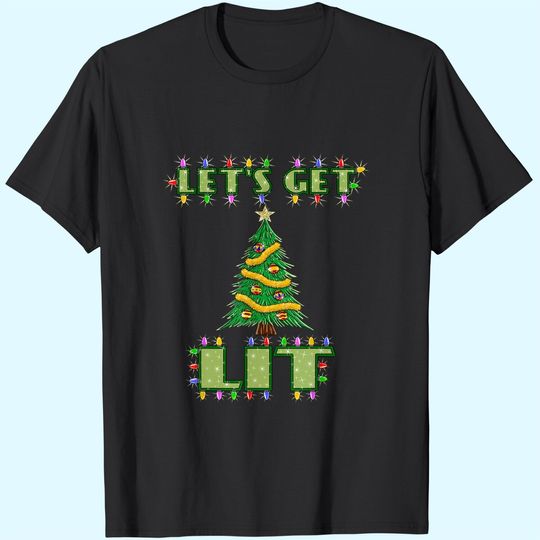 Lets Get Lit Christmas Shirt Its Drinking Dirty Adult Pajama T-Shirt