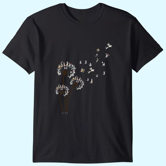 Husky Flower Fly Dandelion Dog Lover For Mom Men Kids T-Shirt