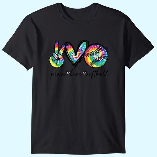 Peace Love Softball Tie Dye Cute Softball Lovers T-Shirt