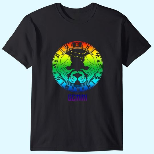 Gemini Zodiac Sign May June Rainbow T-Shirt