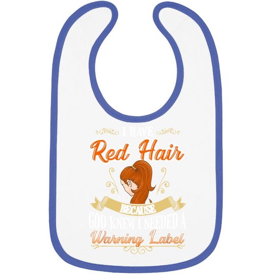 Red Hair Warning Label Funny Redhead Baby Bib For Women