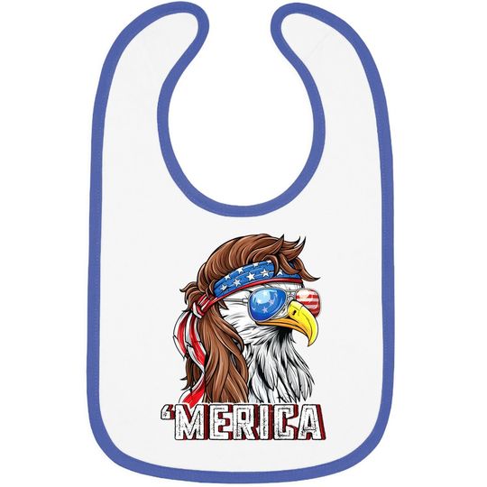 Merica Usa American Flag Patriotic 4th Of July Bald Eagle Baby Bib