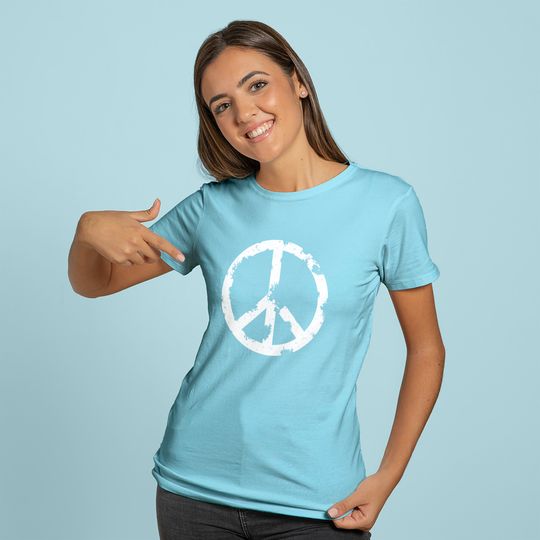 Distressed Hippie Peace Sign White Vintage Hippy Hoodie
