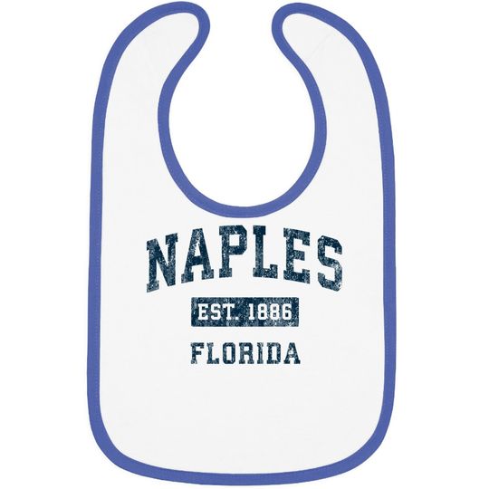 Naples Florida Fl Vintage Sports Design Navy Print Baby Bib