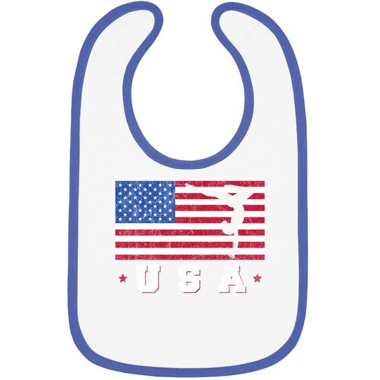 Patriotic Sports American Usa Flag Girls Gymnastics Baby Bib