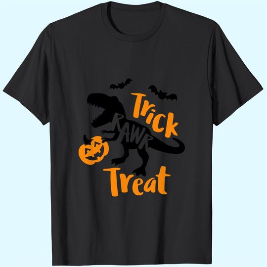 Trick Rawr Treat Dinosaur Halloween T-Rex With Pumpkin T Shirt