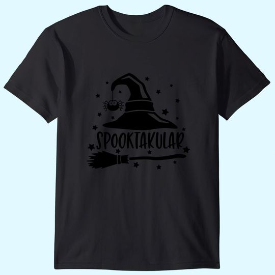 Spooktacular Witch Broom Halloween T Shirt