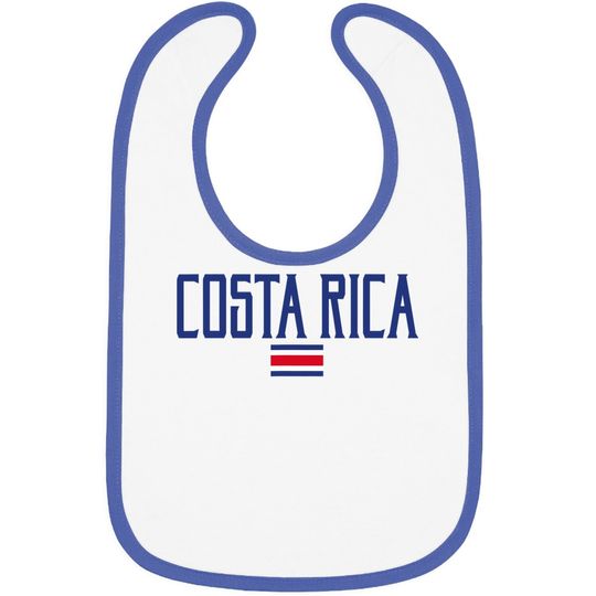 Costa Rica Flag Vintage Blue Text Baby Bib